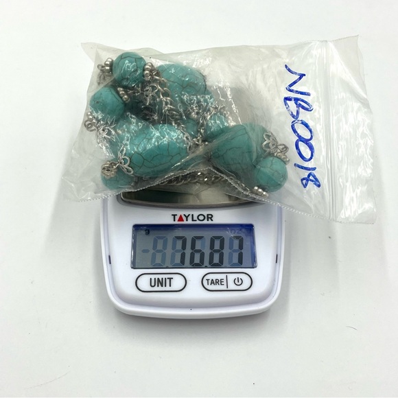 Vintage Native American Silver Tone Genuine Turquoise  26” Necklace 76grams - Picture 4 of 6